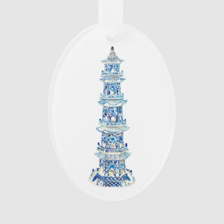 Chinoiserie Pagoda Oval Acrylornament Ornament