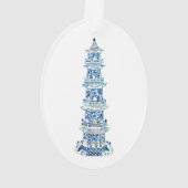 Chinoiserie Pagoda Oval Acrylornament Ornament (achterkant)