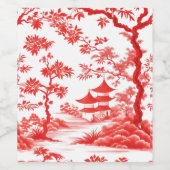 CHINOISERIE PAGODA WIJN ETIKET (Enkel label)