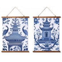 CHINOISERIE PAGODA'S IN BLAUW 1 & 2