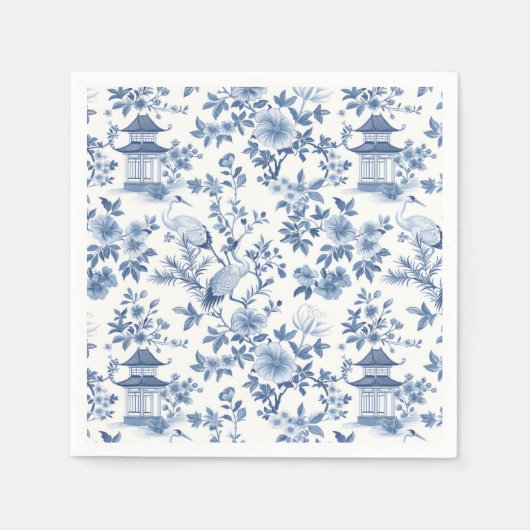 Chinoiserie Pagode Kraan Verjaardagsfeestje Servet (Voorkant)