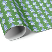 Chinoiserie Pagodes (op groen) Cadeaupapier (Rol Hoek)