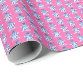 Chinoiserie Pagodes (op roze) Cadeaupapier