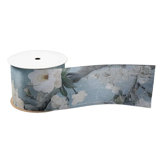 Chinoiserie-panel verhit blauw - satijnen lint (Spoel)