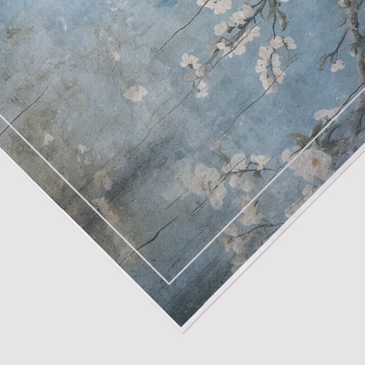 Chinoiserie-panel verhit blauw -  tissuepapier (Detail)