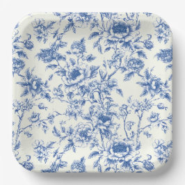 Chinoiserie Papieren Borden, Blauwe Bloemen Feestj Bordje