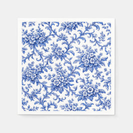 Chinoiserie papieren servetten, blauwe bloem feest servet