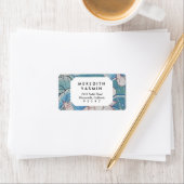 Chinoiserie Pastel Oriental Pink & Blue Floral Etiket (Insitu)