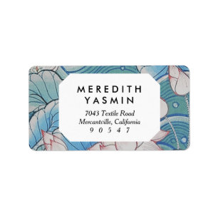 Chinoiserie Pastel Oriental Pink & Blue Floral Etiket