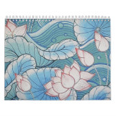Chinoiserie Pastel Oriental Pink & Blue Floral Kalender (Hoes)