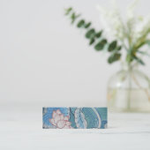 Chinoiserie Pastel Oriental Pink & Blue Floral Mini Visitekaartje (Staand voorkant)