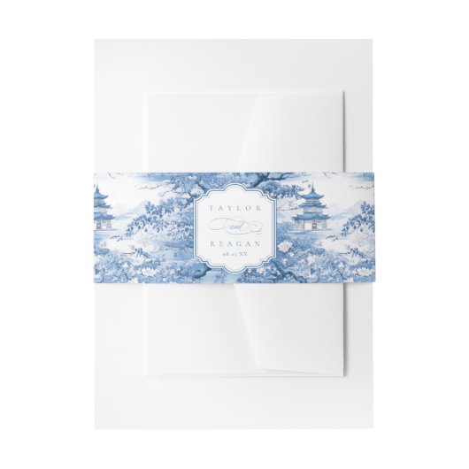 Chinoiserie Patroon Huwelijk ID1094 Uitnodigingen Wikkel (Voorkant Voorbeeld)