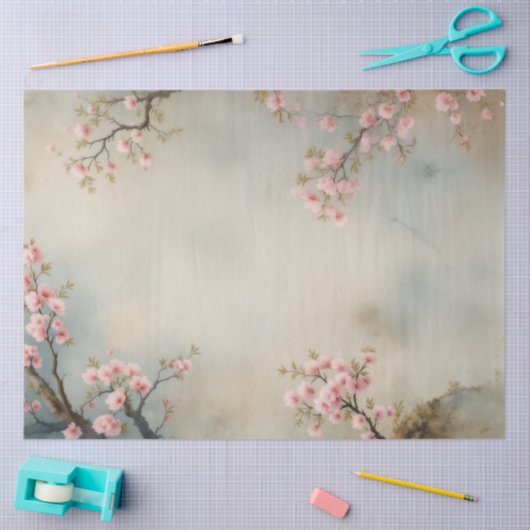 Chinoiserie Peacock Bloemen Roze Bloesem Decoupage Tissuepapier (Craft)