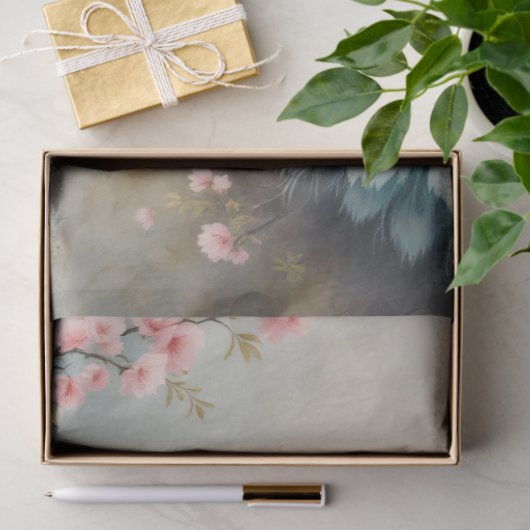 Chinoiserie Peacock Bloemen Roze Bloesem Decoupage Tissuepapier (Geschenk)