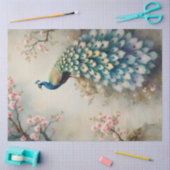Chinoiserie Peacock Bloemen Roze Bloesem Decoupage Tissuepapier (Craft)