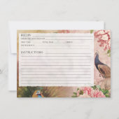 Chinoiserie Peacock Blush Peony Bridal Recipe Kaar Kaart (Voorkant)