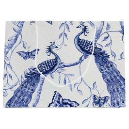 Chinoiserie Peacock Floral Navy Blue Vrijgezellenf Groot Cadeauzakje