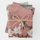 Chinoiserie Peacock met Dusty Roos en Faded Blue Inpakpapier Vel (In situ)