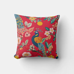 Chinoiserie Peacock Naif Floral Kussen