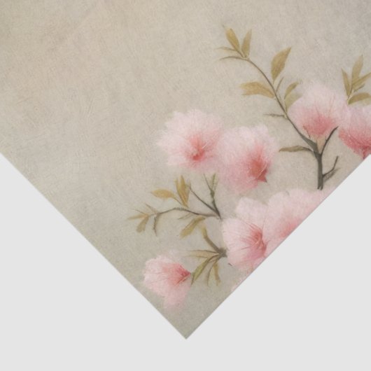 Chinoiserie Peacock Roze Bloesem Bloemen Decoupage Tissuepapier (Detail)