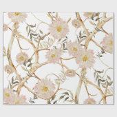 Chinoiserie Peony Floral Waterverf Blush Pink Cadeaupapier (Vlak)