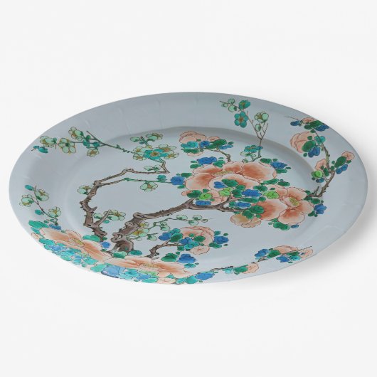 Chinoiserie Perzikbloesem Nepporselein Papieren Bordje (Gekanteld)