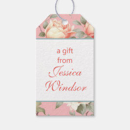 Chinoiserie Pink Floral Egret Cadeaulabel