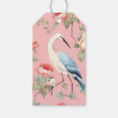 Chinoiserie Pink Floral Egret Cadeaulabel (Achterkant)