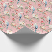 Chinoiserie Pink Floral Egret Cadeaupapier (Hoek)