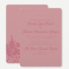 Chinoiserie Pink Floral Wedding  Kaart