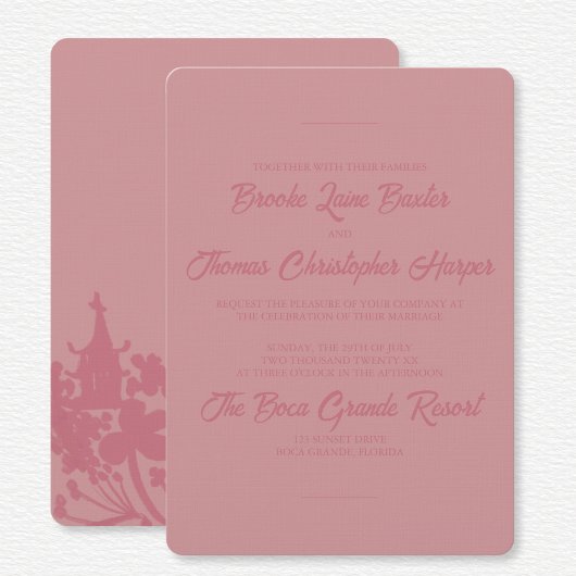 Chinoiserie Pink Floral Wedding  Kaart