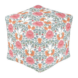 Chinoiserie | Pink Peonies Floral Pattern Poef
