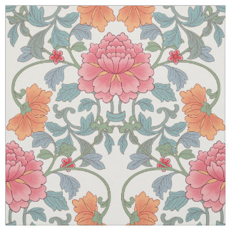 Chinoiserie | Pink Peonies Floral Pattern Stof