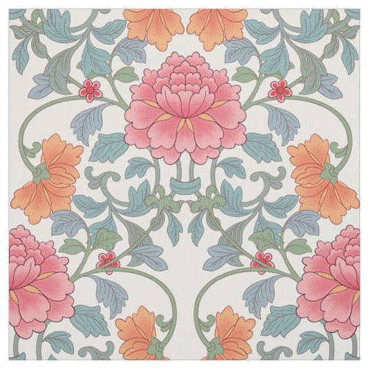Chinoiserie | Pink Peonies Floral Pattern Stof (Swatch)