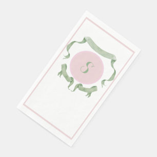 Chinoiserie Pink Ribbons Logo Crest Paper Servet