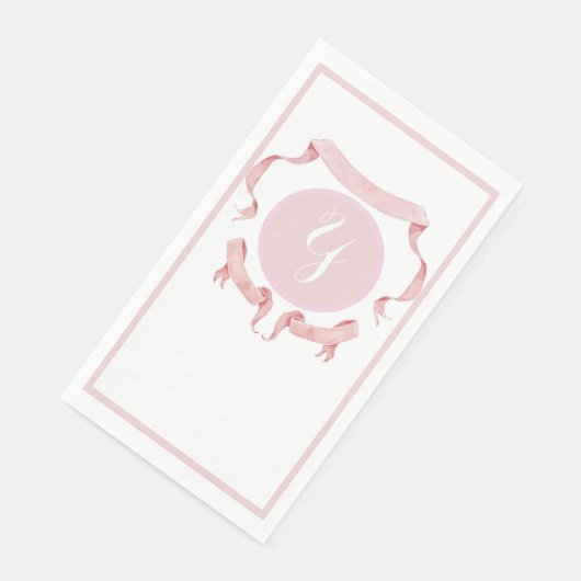Chinoiserie Pink Ribbons Logo Crest Servet (Hoek)