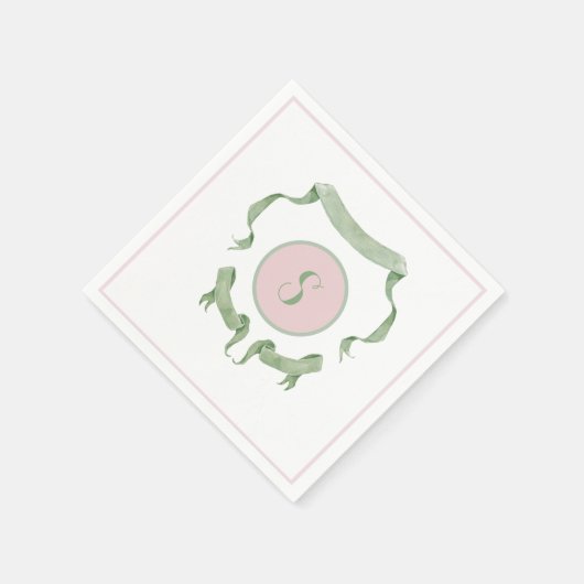 Chinoiserie Pink Ribbons Logo Crest Servet (Hoek)