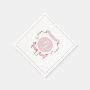 Chinoiserie Pink Ribbons Logo Crest Servet