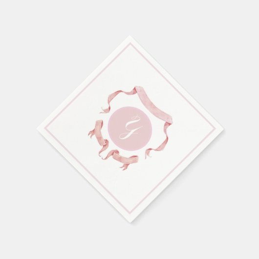 Chinoiserie Pink Ribbons Logo Crest Servet (Hoek)