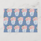 Chinoiserie Pink Roses Ginger Jar Shower Registry Informatiekaartje (Achterkant)