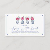 Chinoiserie Porselein Bruiloftsrecept Verzoek Informatiekaartje (Voorkant)