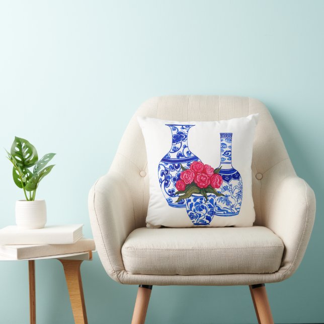 Chinoiserie Porseleinen Vazen Kussen (Stoel)