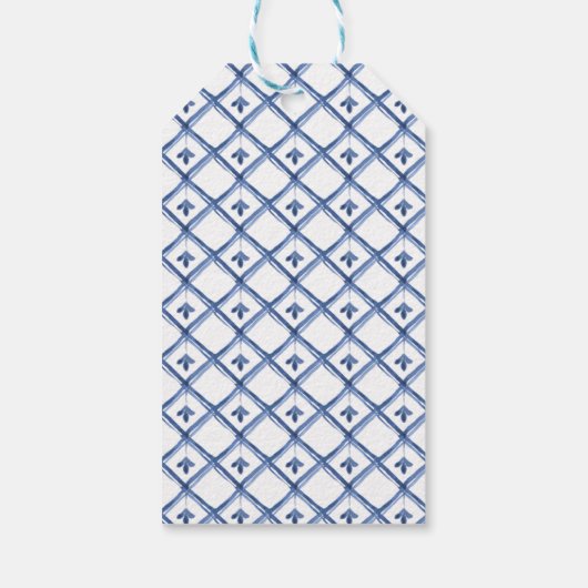 Chinoiserie Pottery Oranje Topiary Tree Blue Cadeaulabel (Achterkant)