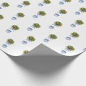 Chinoiserie Pottery Oranje Topiary Tree Blue Gift Cadeaupapier (Hoek)