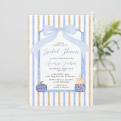 Chinoiserie Pumpkin & Blue Bow Fall Bridal Shower Kaart (Staand voorkant)
