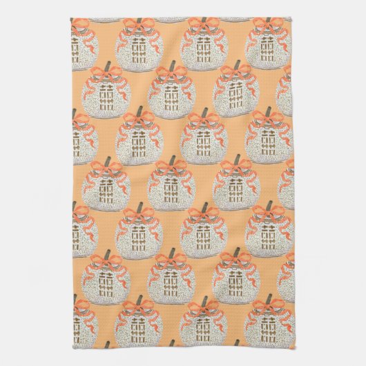 Chinoiserie Pumpkin Tea Towel Theedoek (Verticaal)