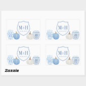 Chinoiserie Pumpkins Blue & White Wedding Logo Rechthoekige Sticker (Vel)