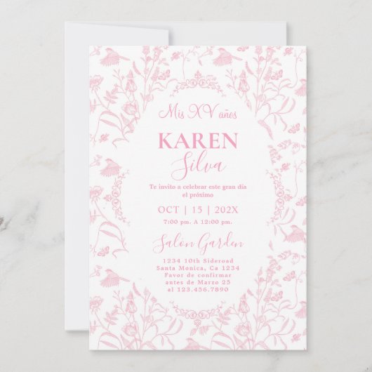 Chinoiserie Quinceanera Uitnodiging (Voorkant)