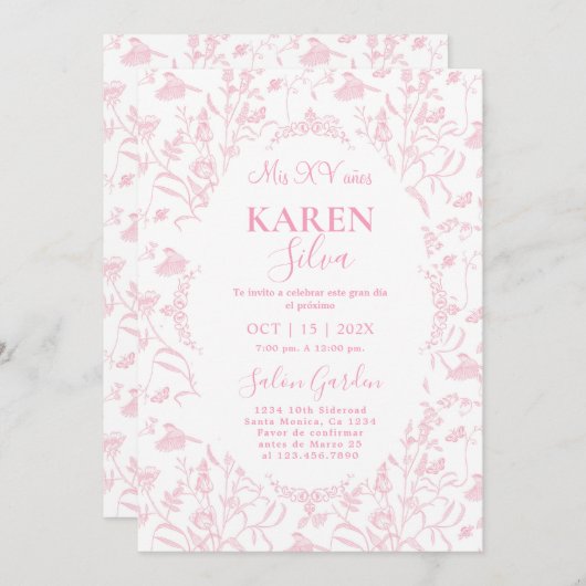 Chinoiserie Quinceanera Uitnodiging (Voorkant / Achterkant)