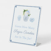 Chinoiserie raad hoeveel blauwe en witte tafel reclamebord met voetstuk (Voorkant)